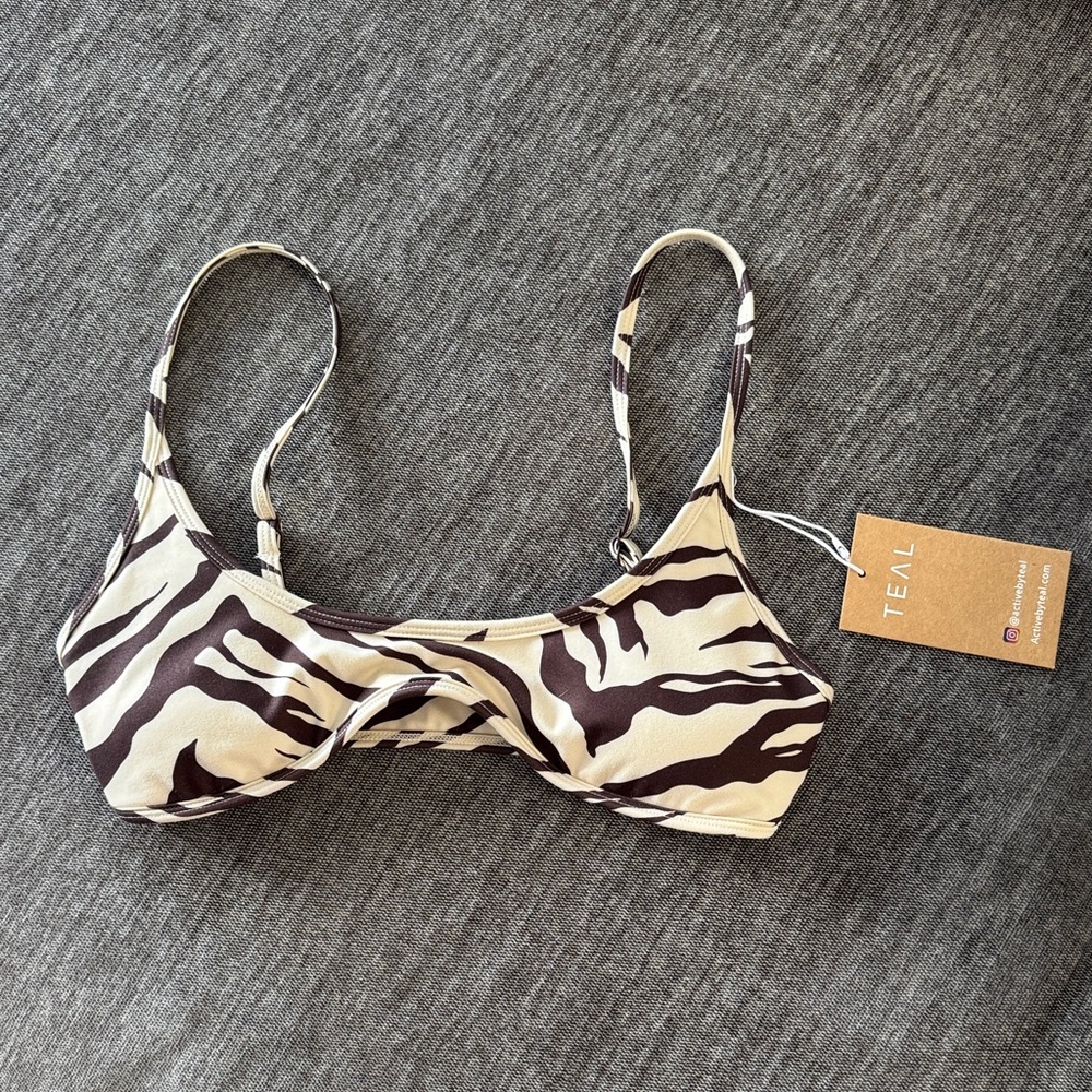 TEAL Light Zebra Print Liv Micro Top Cream & Brown